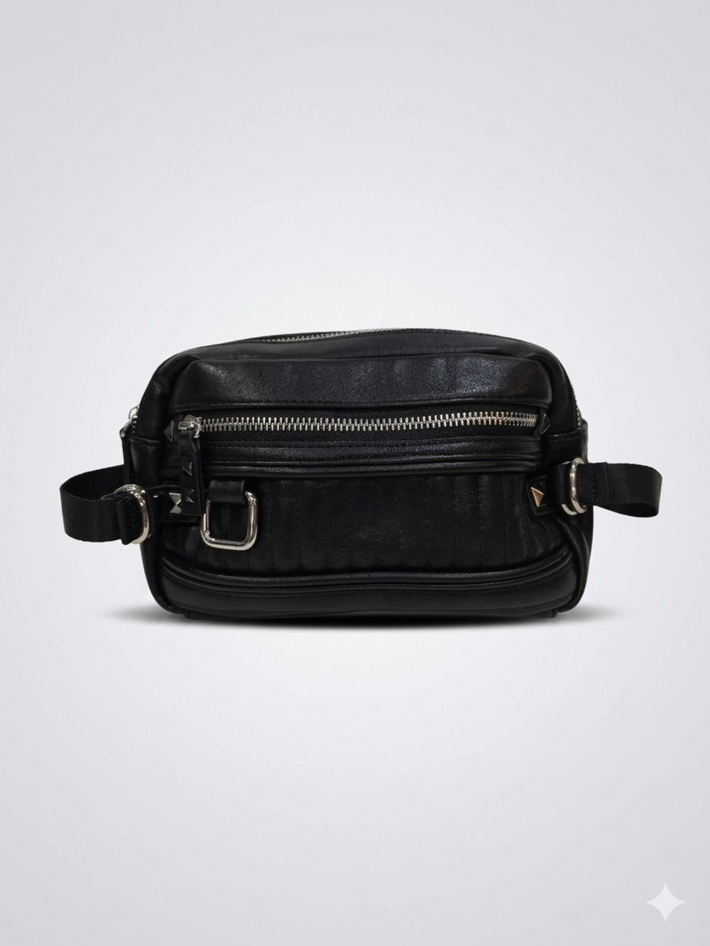 Zara Man Black Faux Leather Utility Belt Bag Bum Bag Fanny Pack